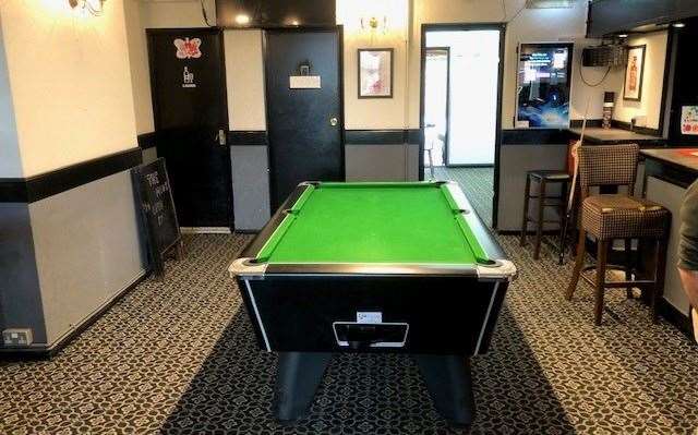 The pool table has pride of place in the main bar at the Monks Head in Snodland and it must be a bit tricky to navigate around when a frame is in full swing