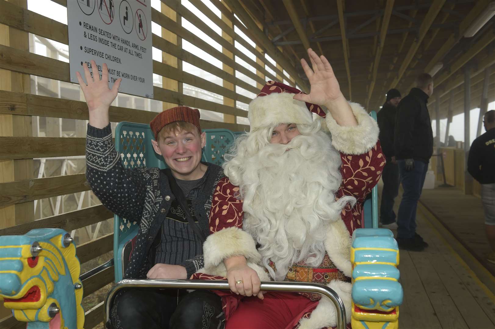Santa enjoying Dreamland's Scenic Railway. Picture: Tony Flashman