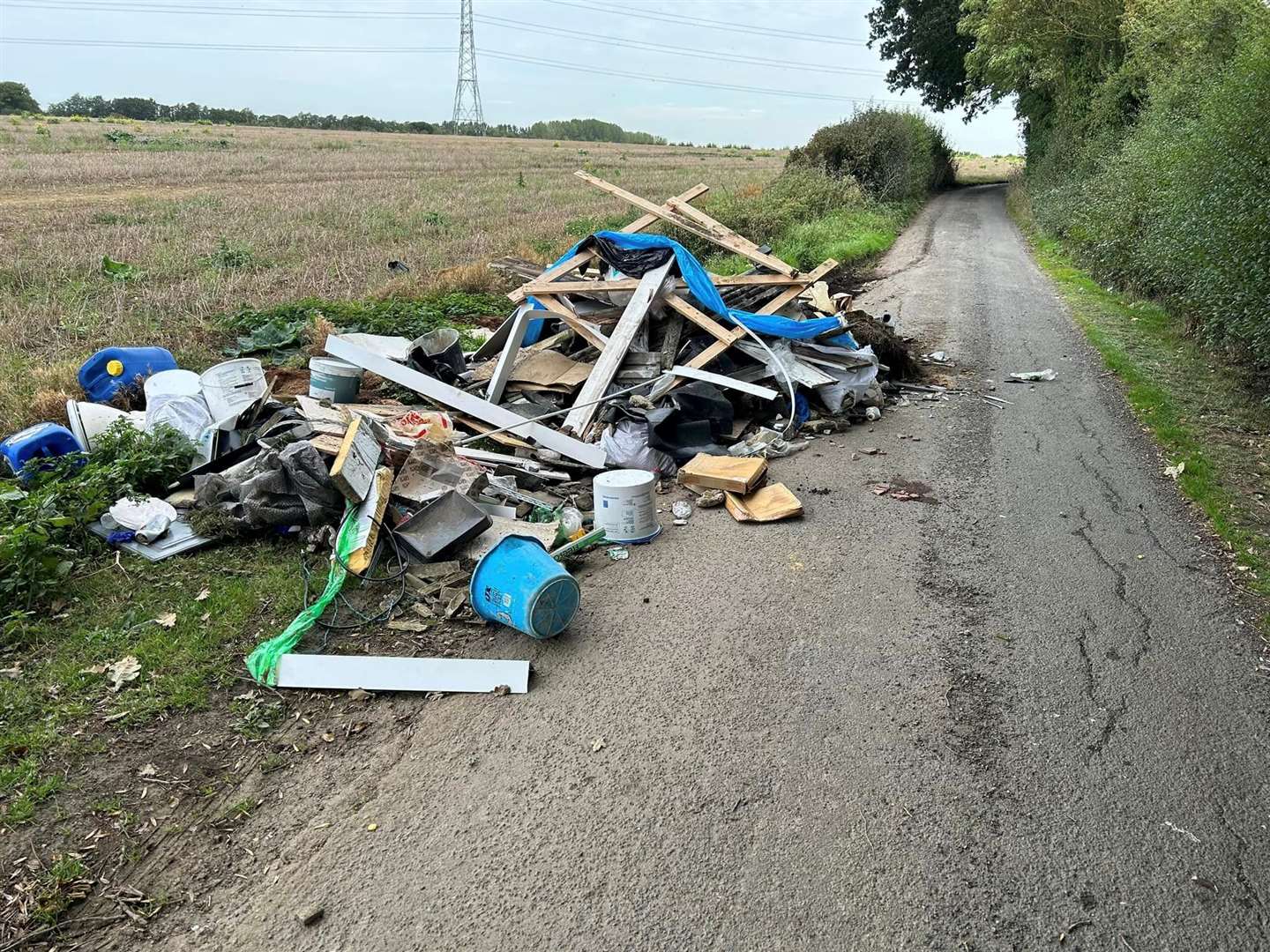 The dumped rubbish along Parsonage Lane, Bobbing. Picture: Mick Connor
