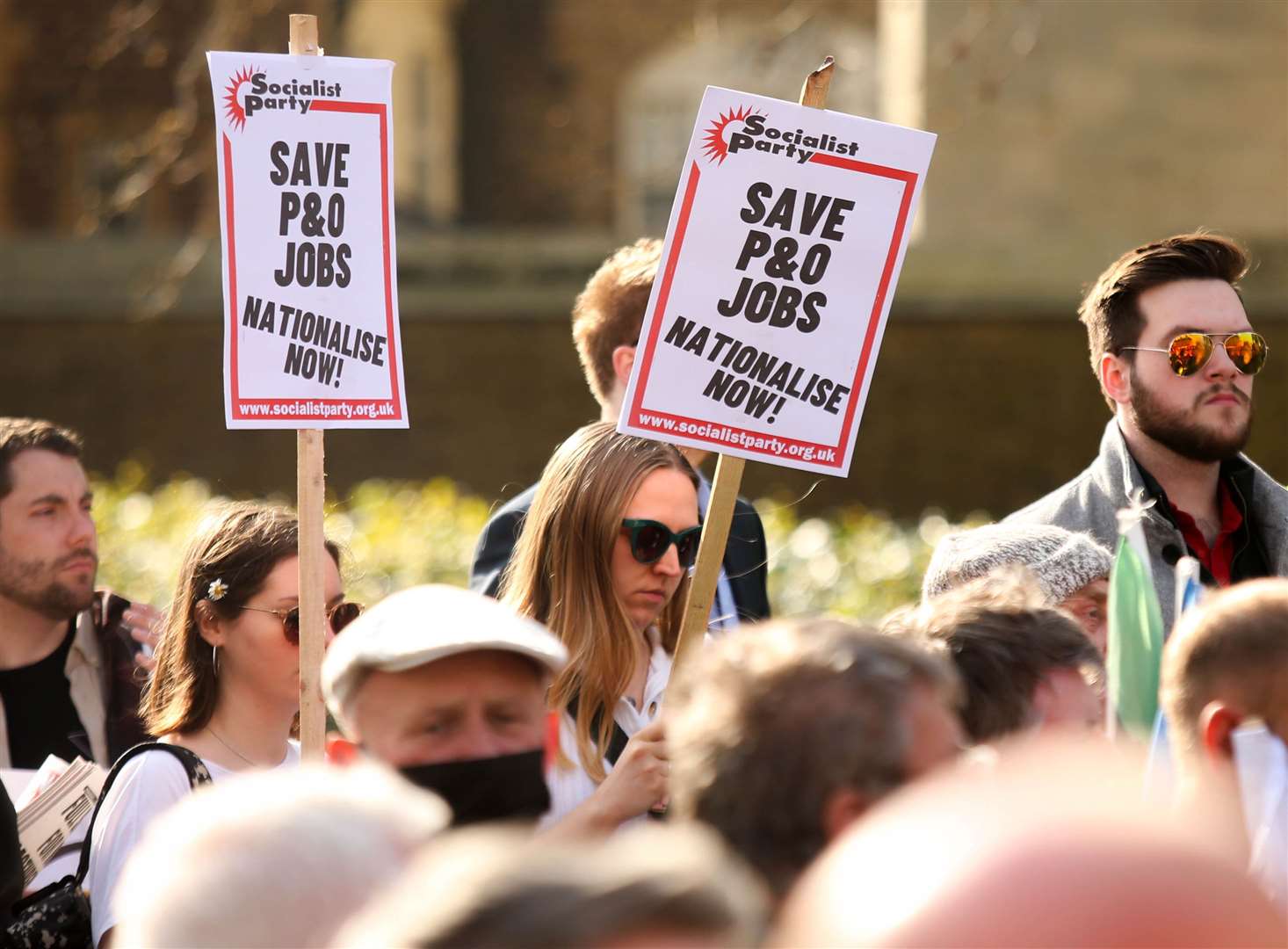 A protest by unions outside the Houses of Parliament (James Manning/PA)