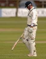 Rob Key looks downcast after getting out for 23. Picture: BARRY GOODWIN