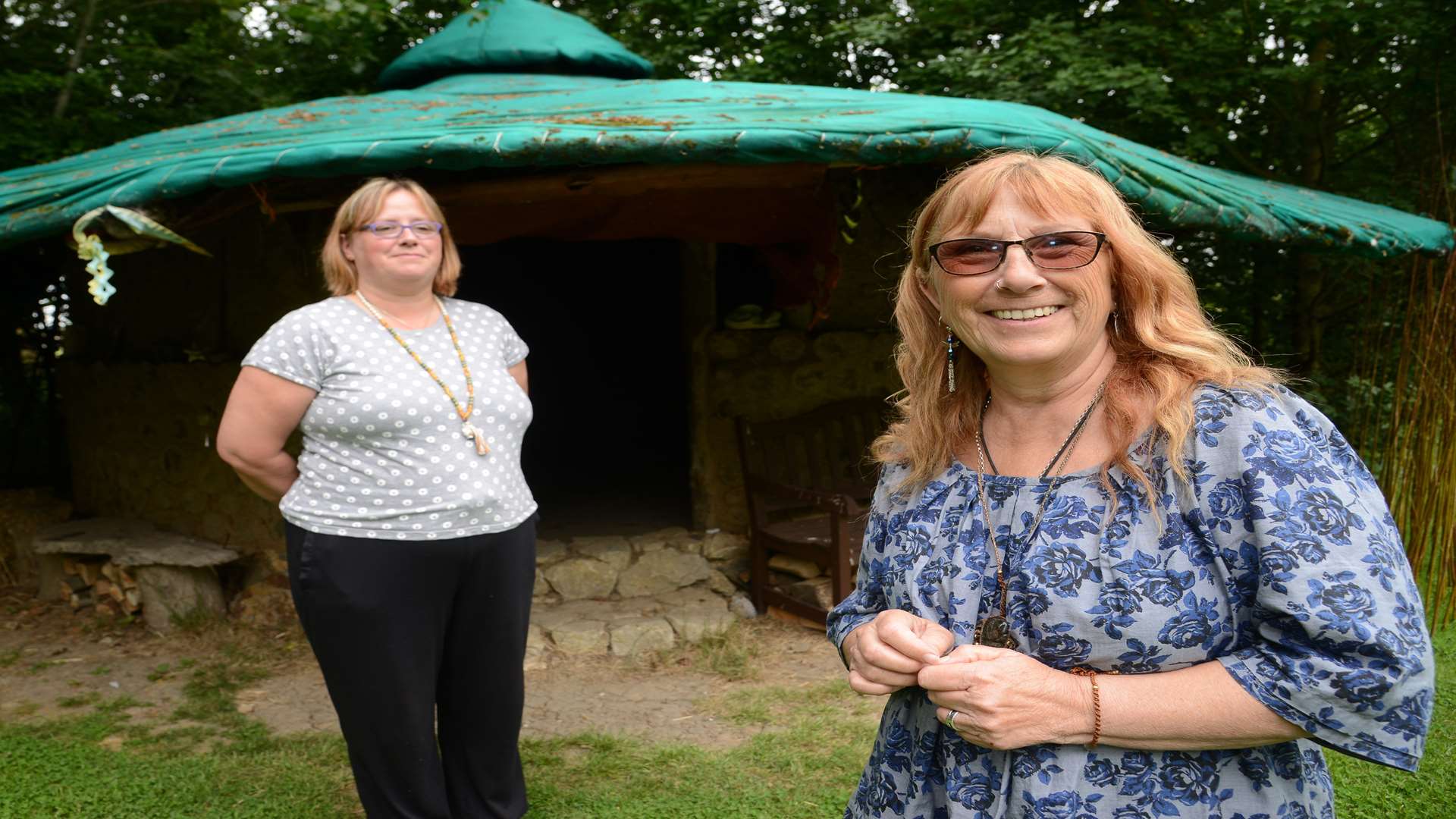 Mel Smart and Lynn Gosney outside the Round House. They are holding an open day at Caer Corchrain, Southleas Farm Cottages, Sheppey, on Saturday to raise funds for Parkinson's