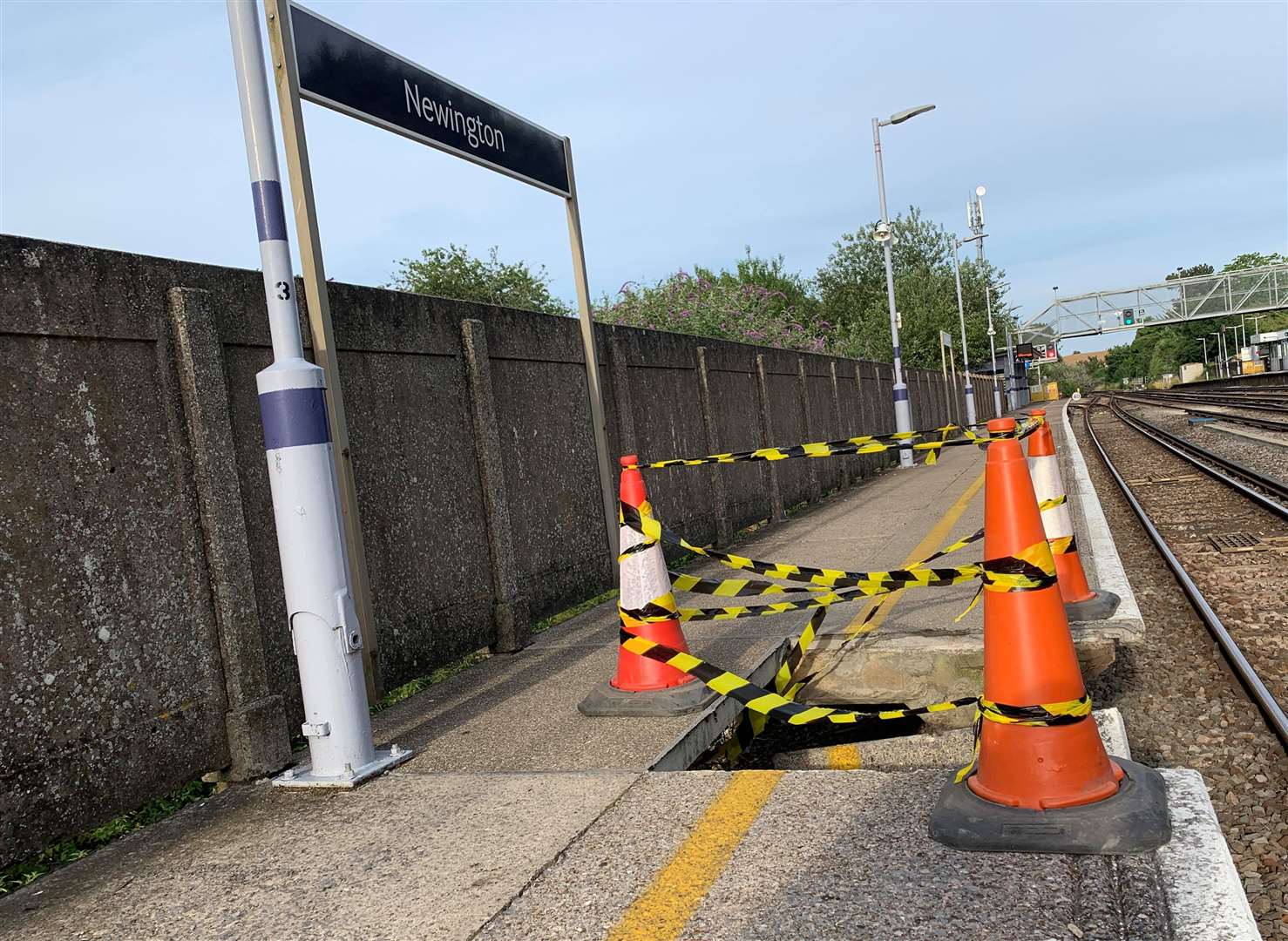 An additional staff member was called in over the weekend to warn people of the danger at Newington Railway Station. Picture: Richard Palmer
