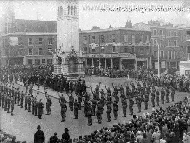 Gravesend Clock Tower on VE Day, May 1945