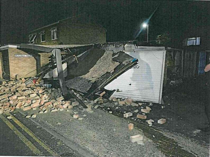 The garage collapsed after David Gray got out of his car. Pic: Kent Police