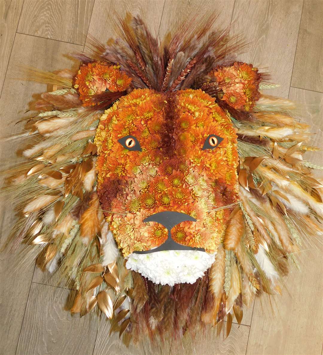 A lion's head arrangement for a funeral. Picture: Natalie Rayfield