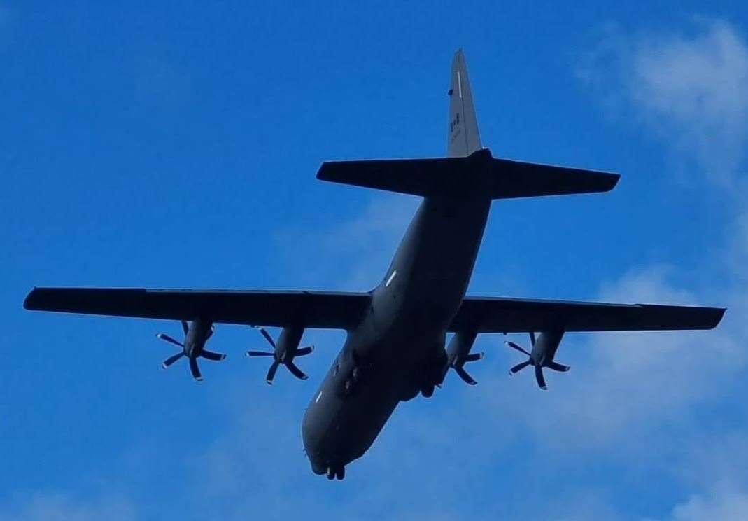 A Canadian military plane coming in to land at Lydd Airport. Picture: Daniel Knapp
