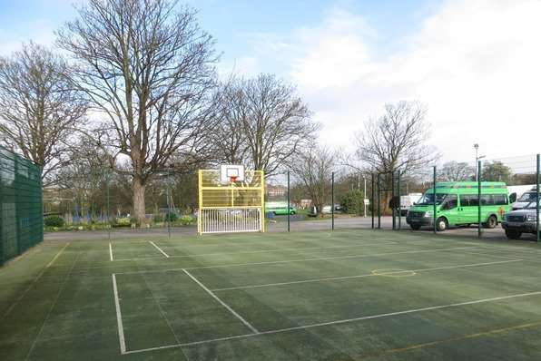 Other items include a multi-use games area enclosure including the fencing and goals