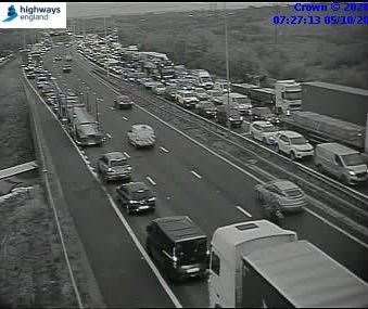 Traffic has been held since this morning. Picture: Highways England (42539178)