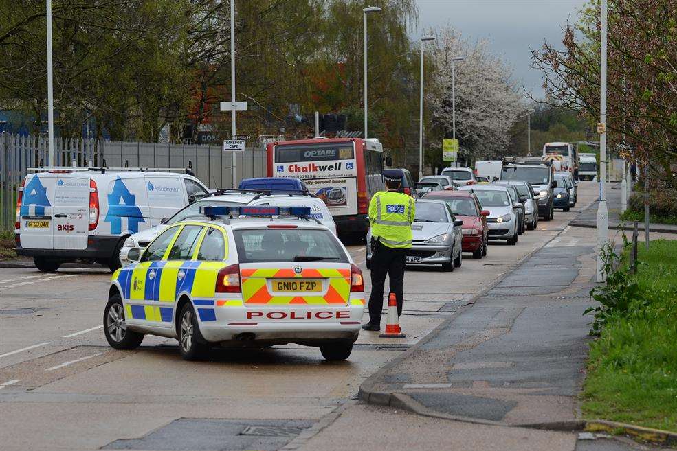 Police closed Castle Road as emergency services dealt with an accident on Monday afternoon.