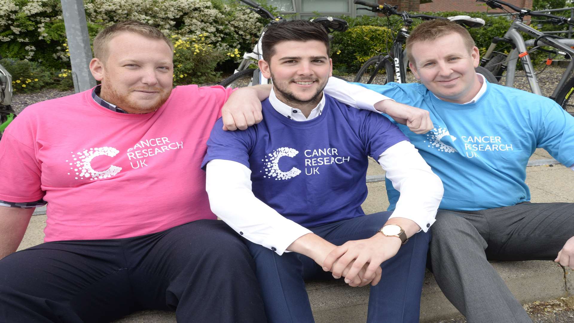 Ashley Robinson, Dan Wanstall and Daniel York set to cycle 100 miles for Cancer Research. Picture: Chris Davey