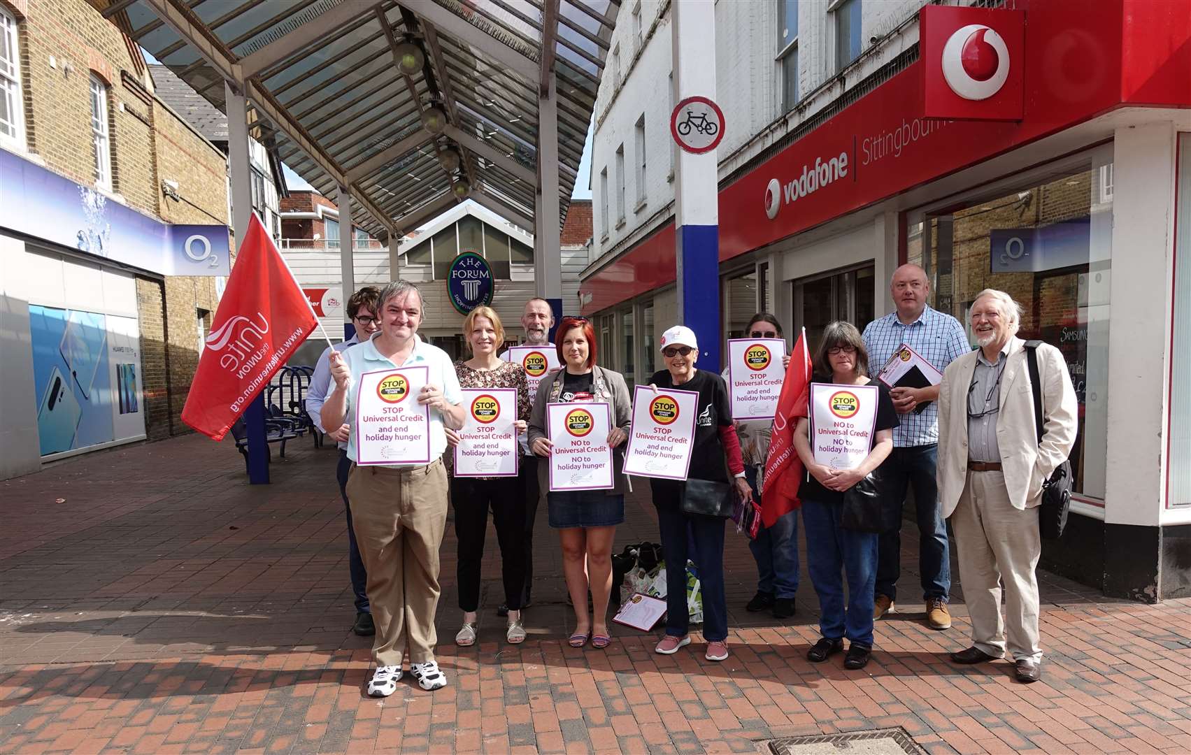 Unite Community members protest about Universal Credit outside the Forum shopping centre in Sittingbourne
