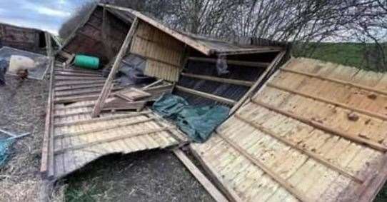 Damage at Curly's Farm in Sheppey Picture: Facebook