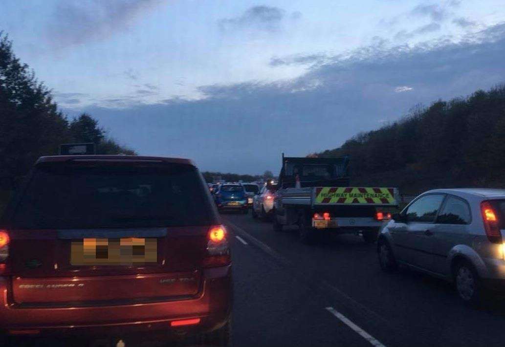 Highways officials say there are six miles of tailbacks