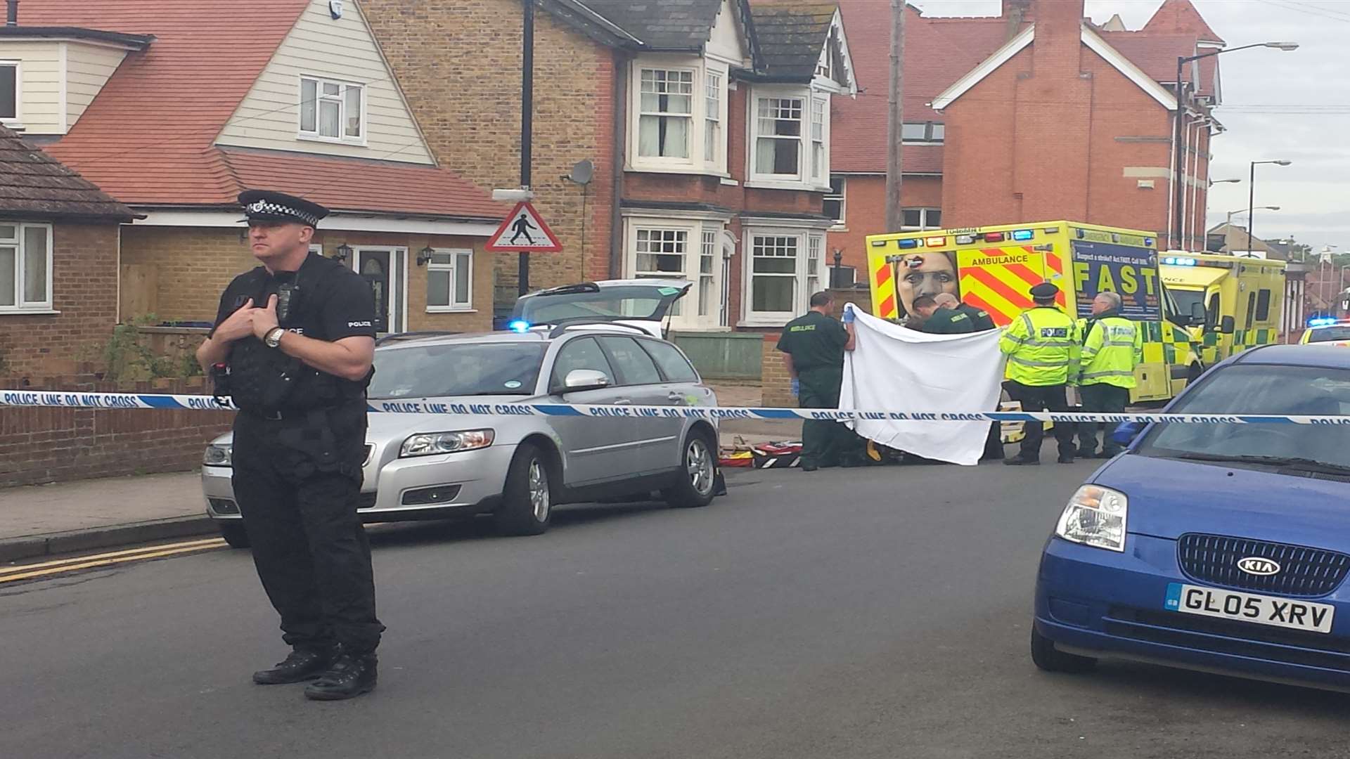 Police shut the road so the man could be treated
