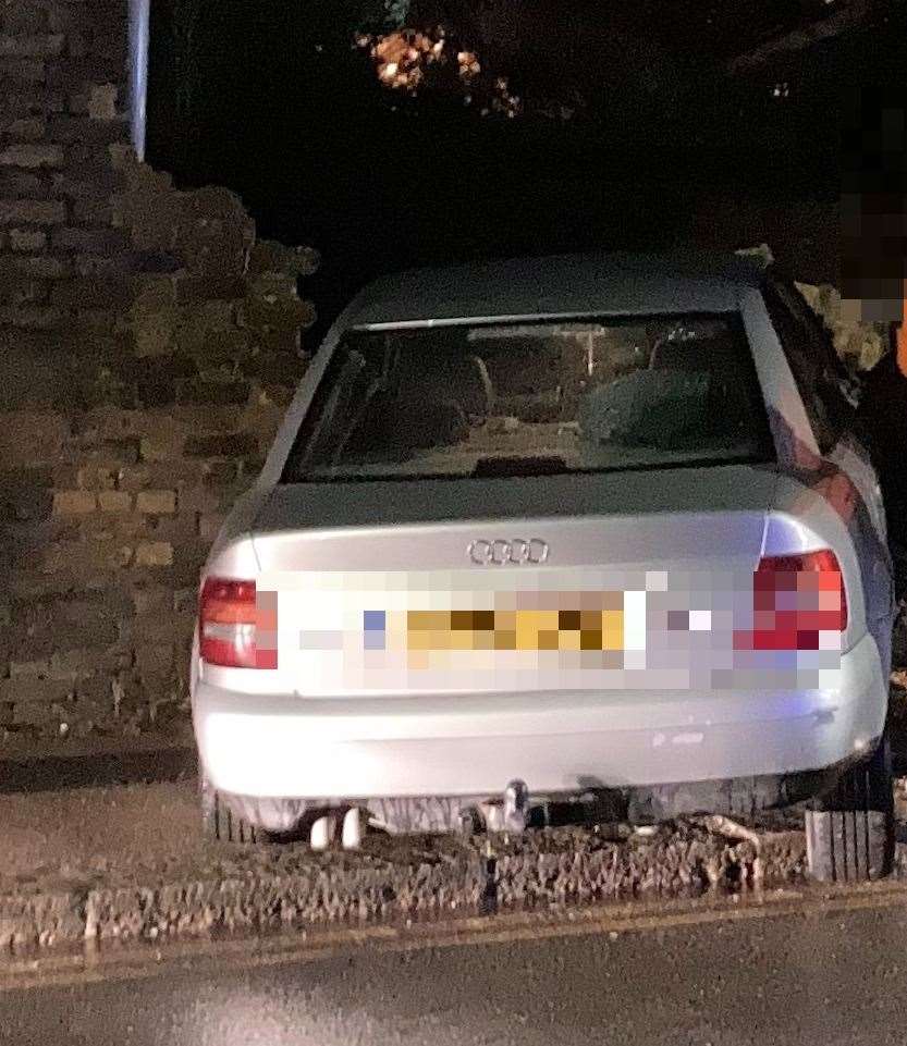Police were called after a car crashed into a wall in Sittingbourne. Image: @DarkStar2030