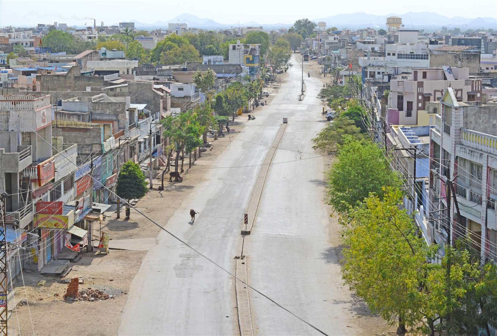 A usually busy street in the centre of the city is deserted during Janta Curfew in the wake of coronavirus pandemic in Beawar, India Photo: PA WIRE