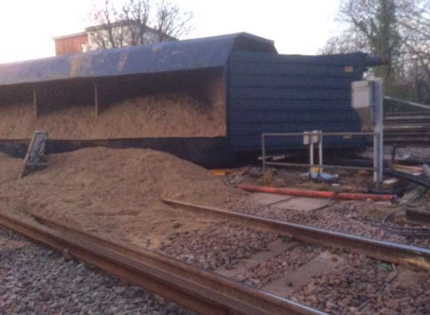 This is the aftermath of the train derailment. Picture: Network Rail