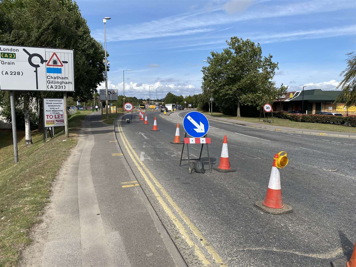Roadworks to create a sliproad off the Medway City Estate on the Anthony's Way roundabout started as part of a £2.6m project to ease congestion
