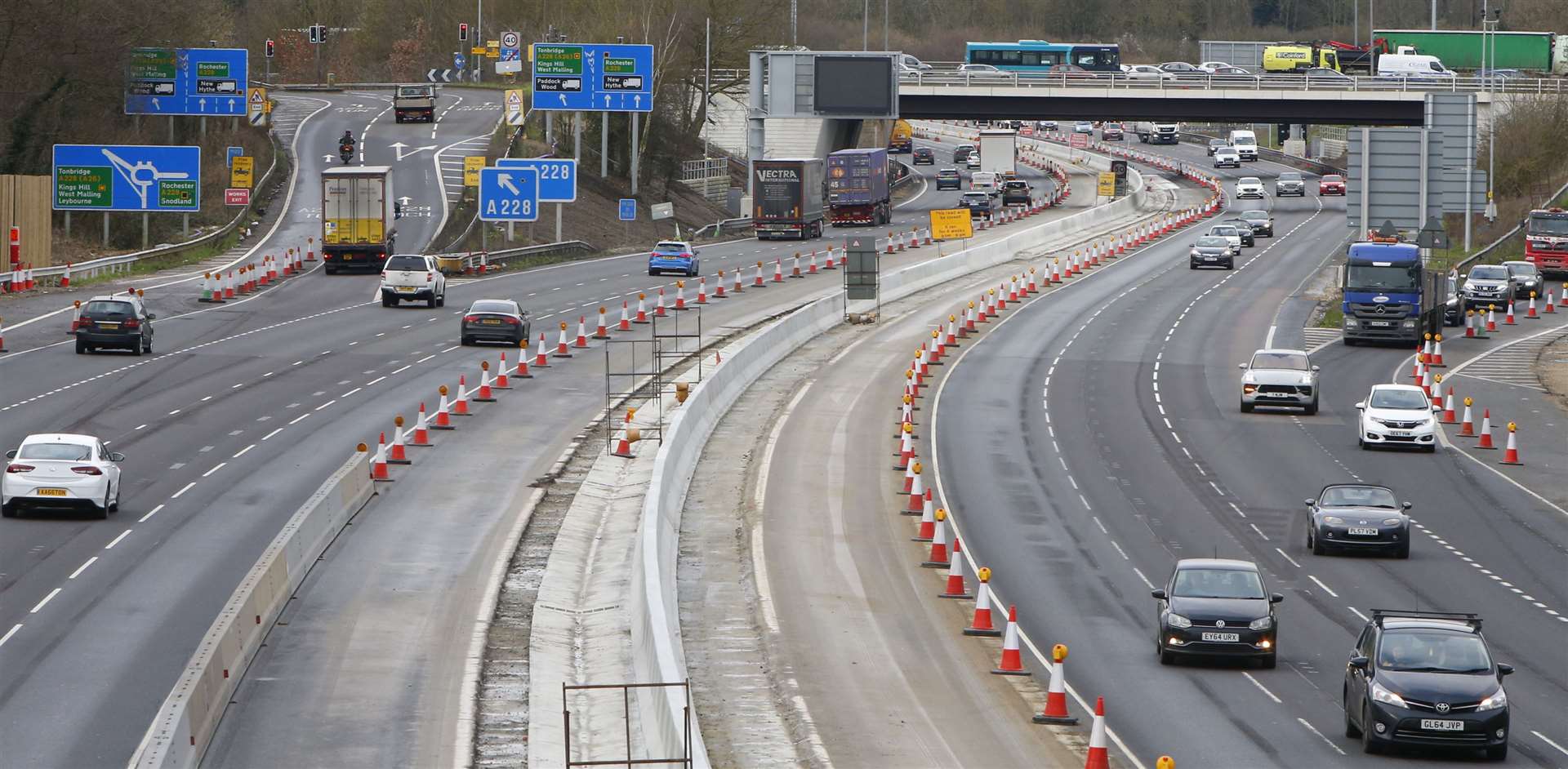 General View of the smart motorway on M20 between Junction 5 and 4 Picture: Andy Jones