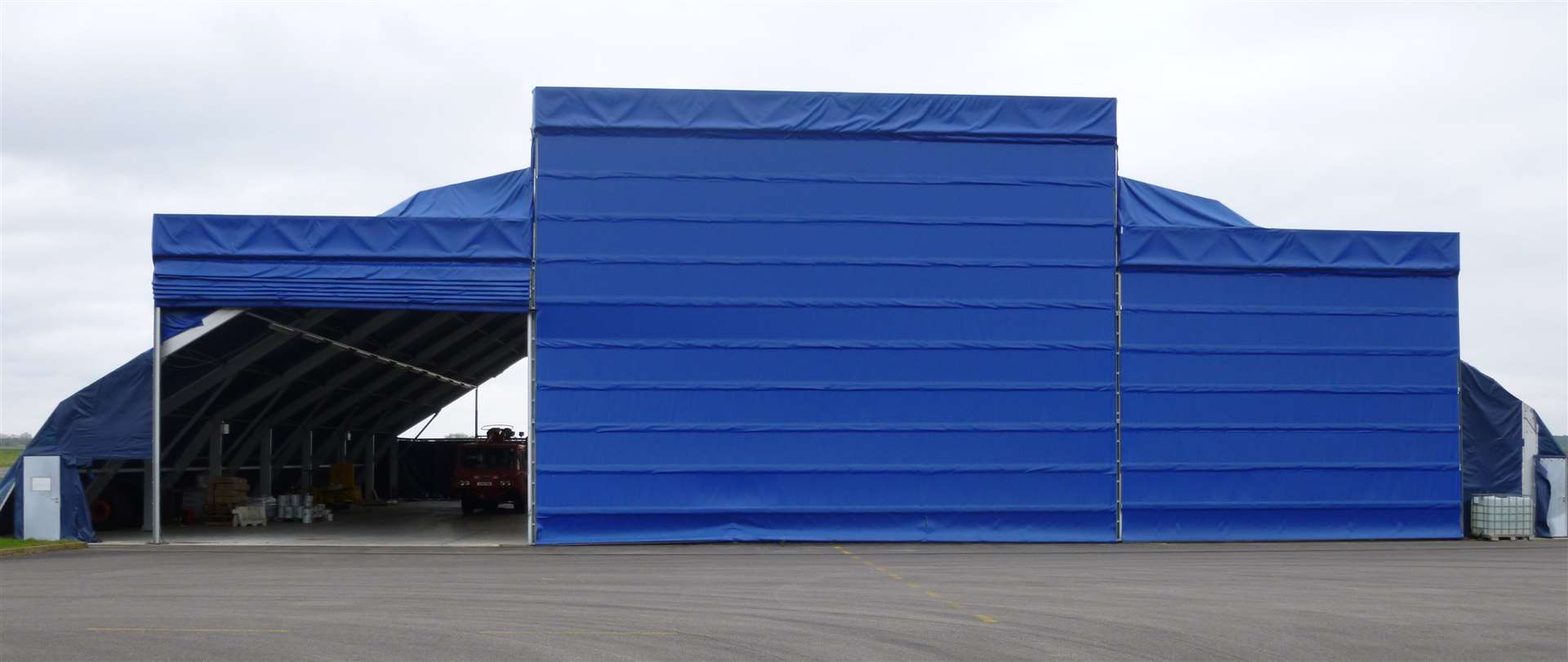 A fabric-framed hangar similar to that which will be installed at Lydd airport