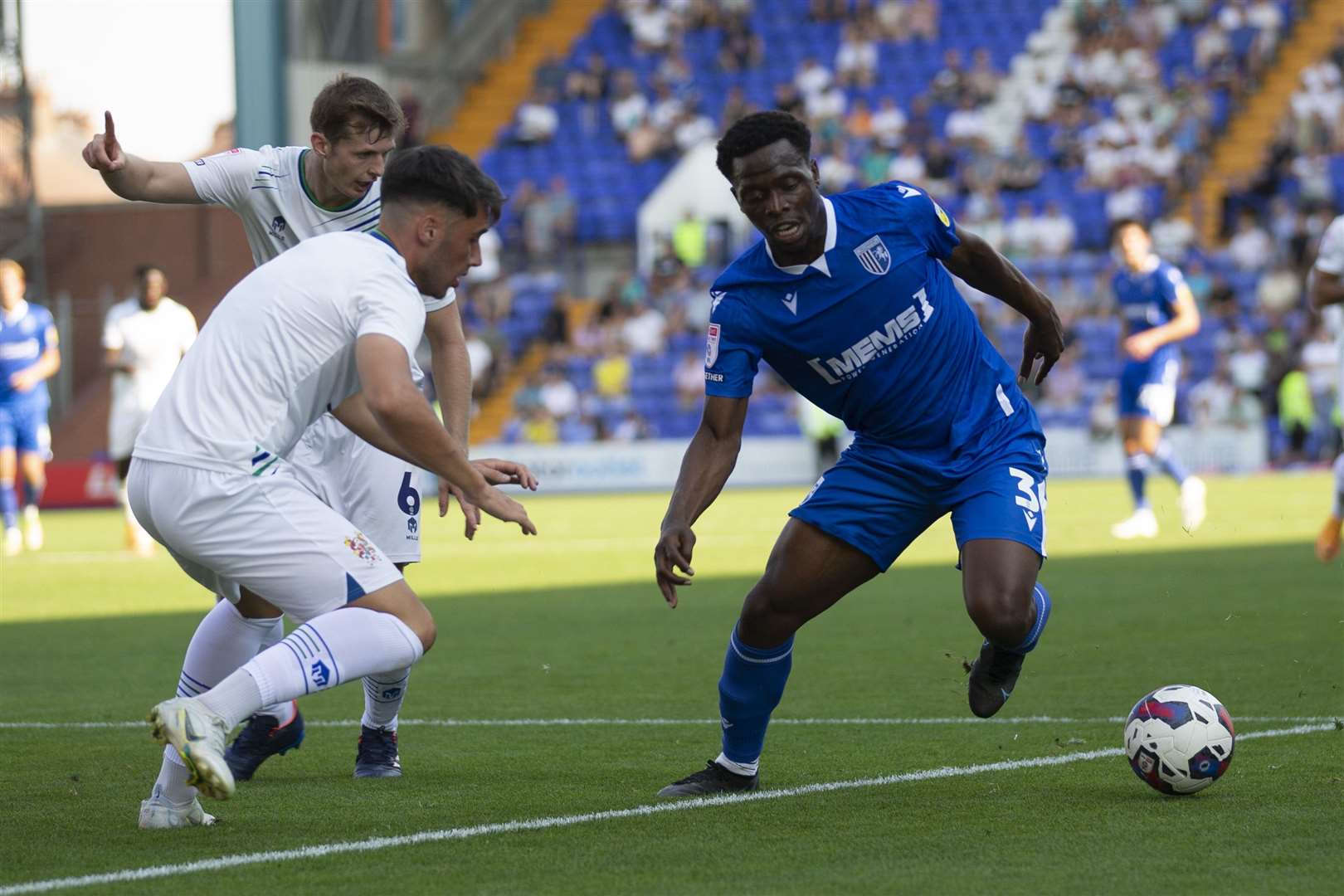 David Tutonda up against Tranmere Rovers earlier in the season