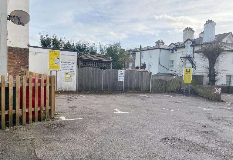 The five-space car park in Queen Street Ashford is up for auction with Clive Emson. Picture: Clive Emson