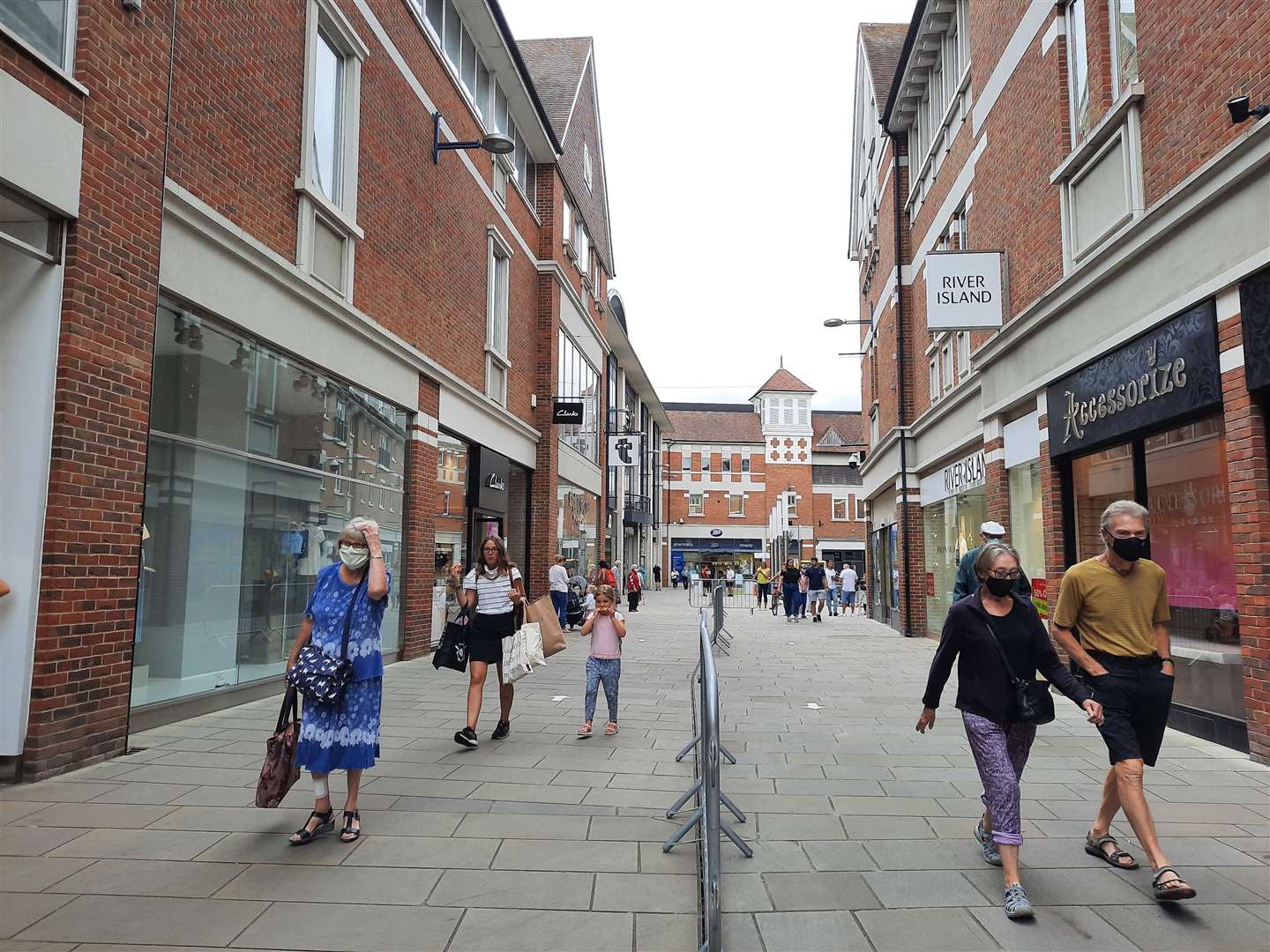 View of Whitefriars in Canterbury on the day face coverings became mandatory