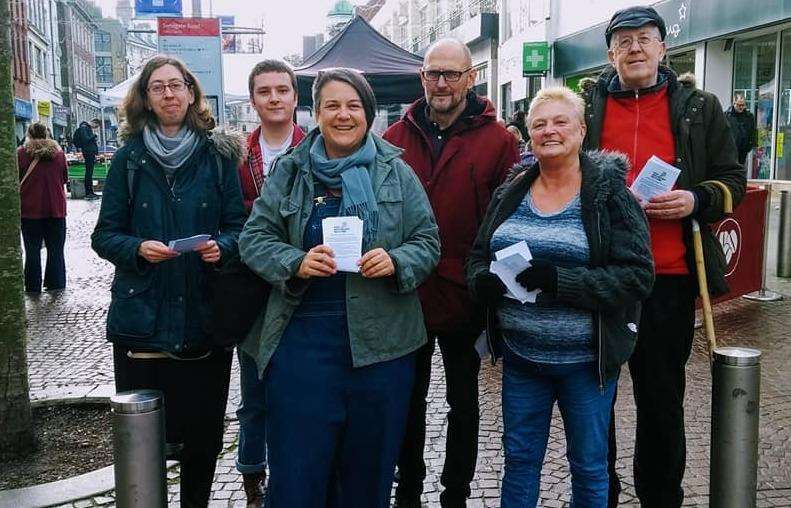 Kent Anti Racism Network members in Folkestone town centre on Saturday (7414320)