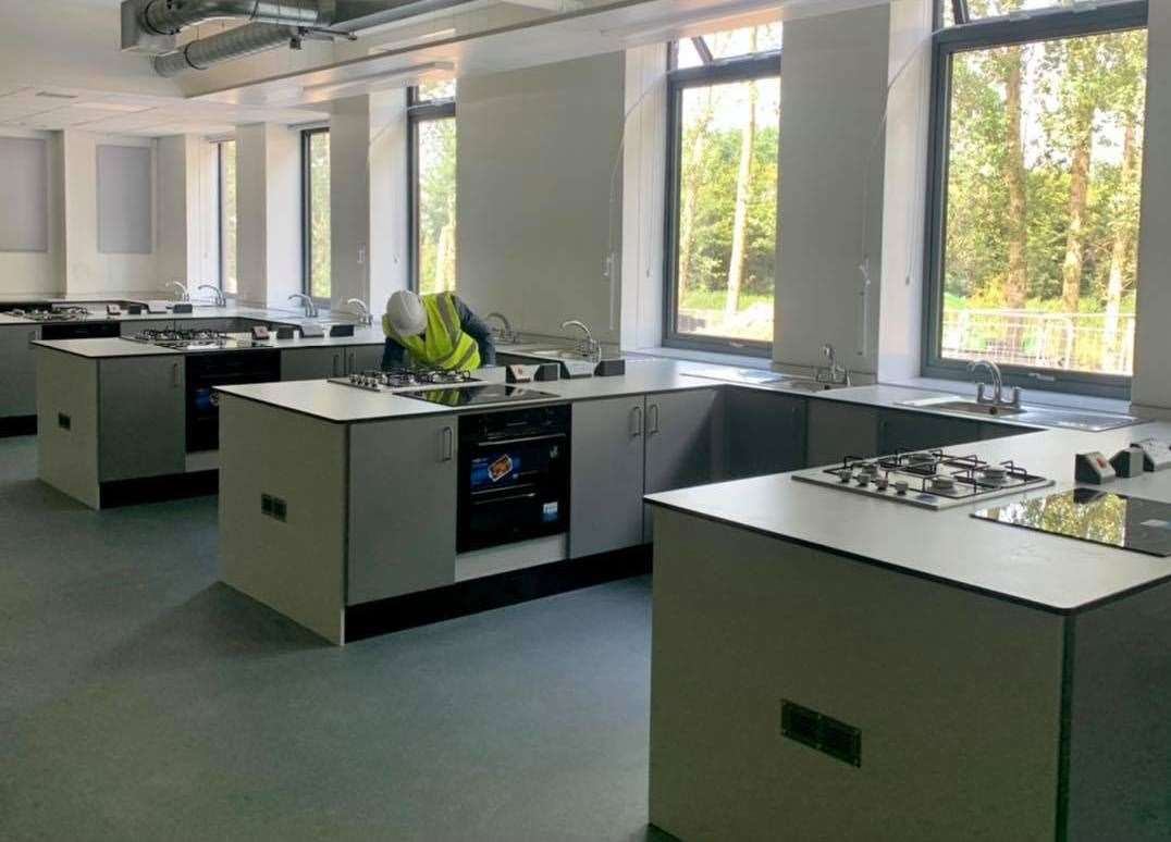 A kitchen classroom for food technology lessons
