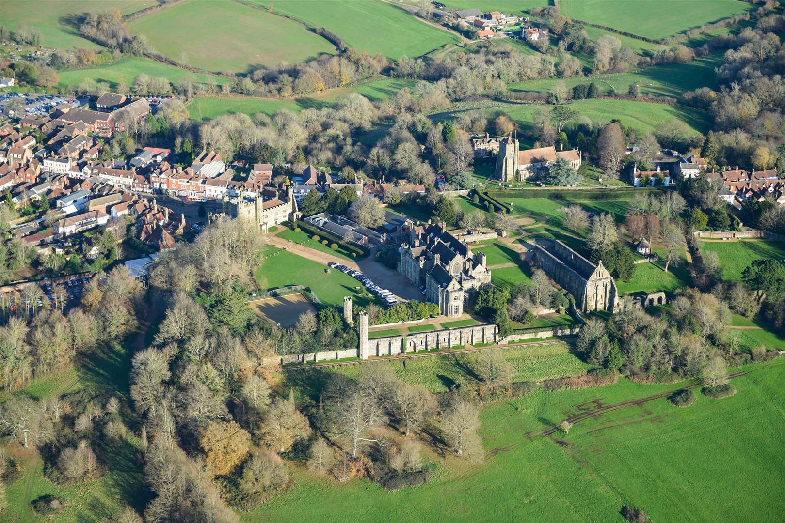 The remains of Battle Abbey and current Battle Abbey School, East Sussex