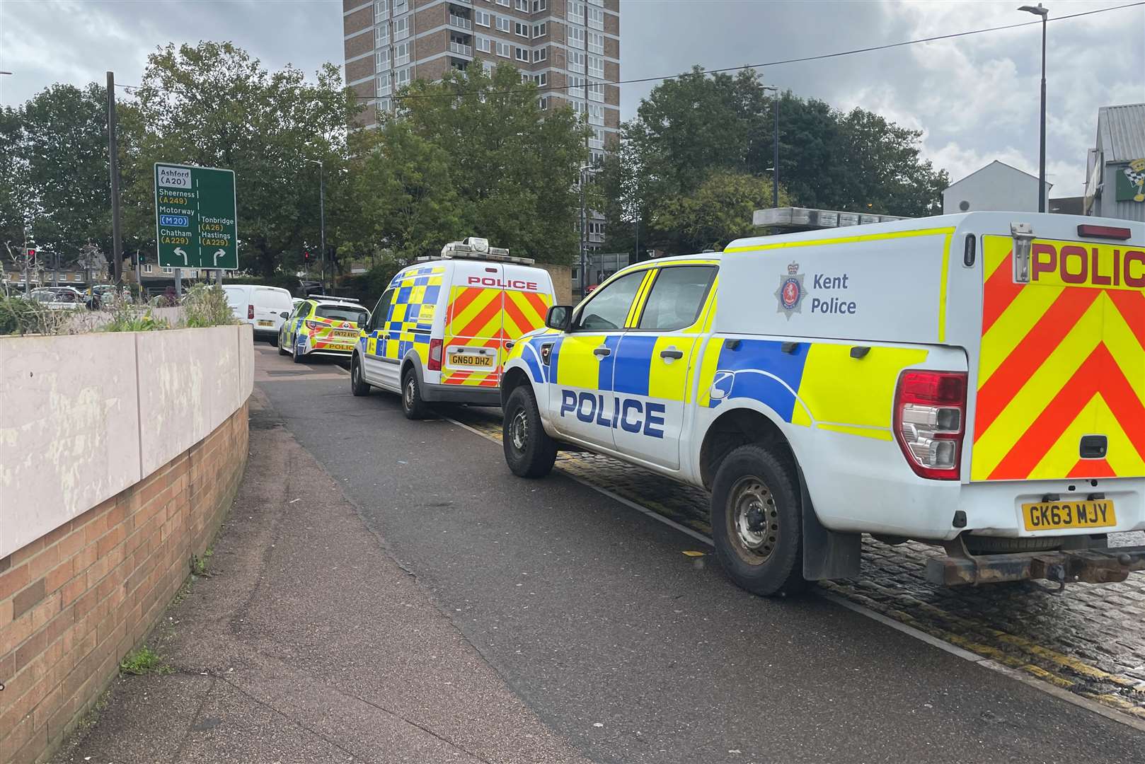 A police cordon and multiple vehicles were near Sainsbury's in Romney Place, Maidstone, on Monday morning
