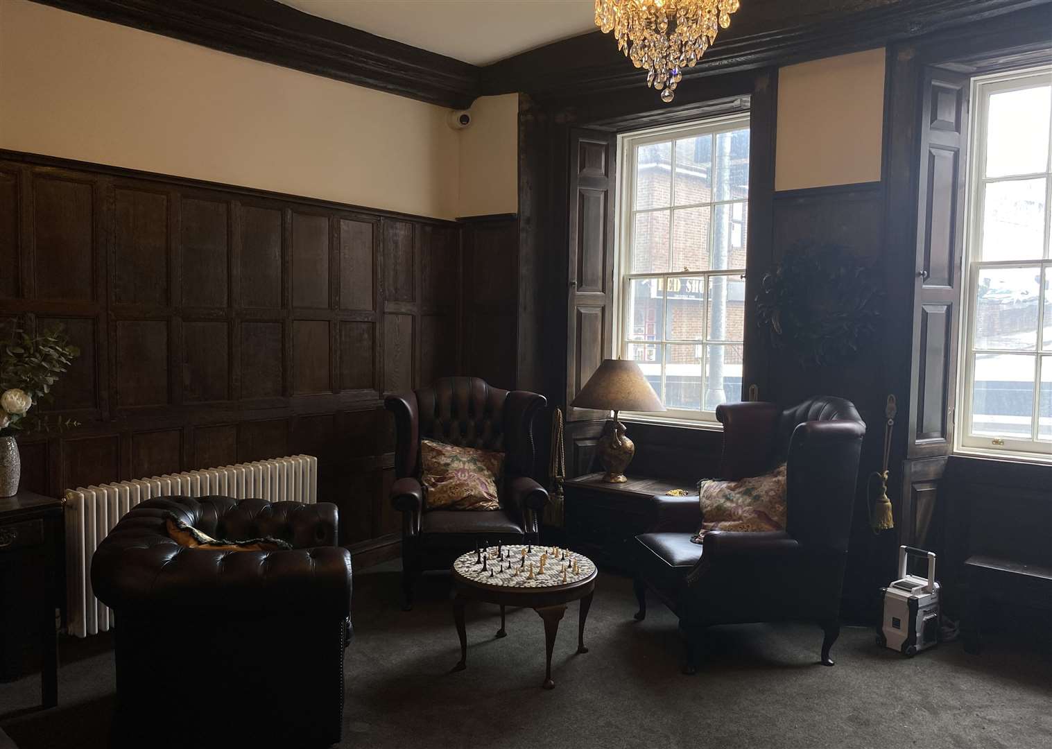The entrance to the property is now filled with leather chairs and sofas for guests to use