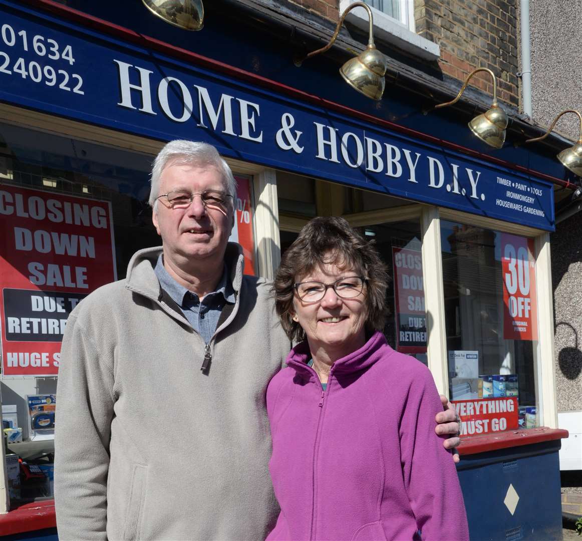 Alan and Penny Totham who are retiring from the Home and Hobby DIY shop in Snodland