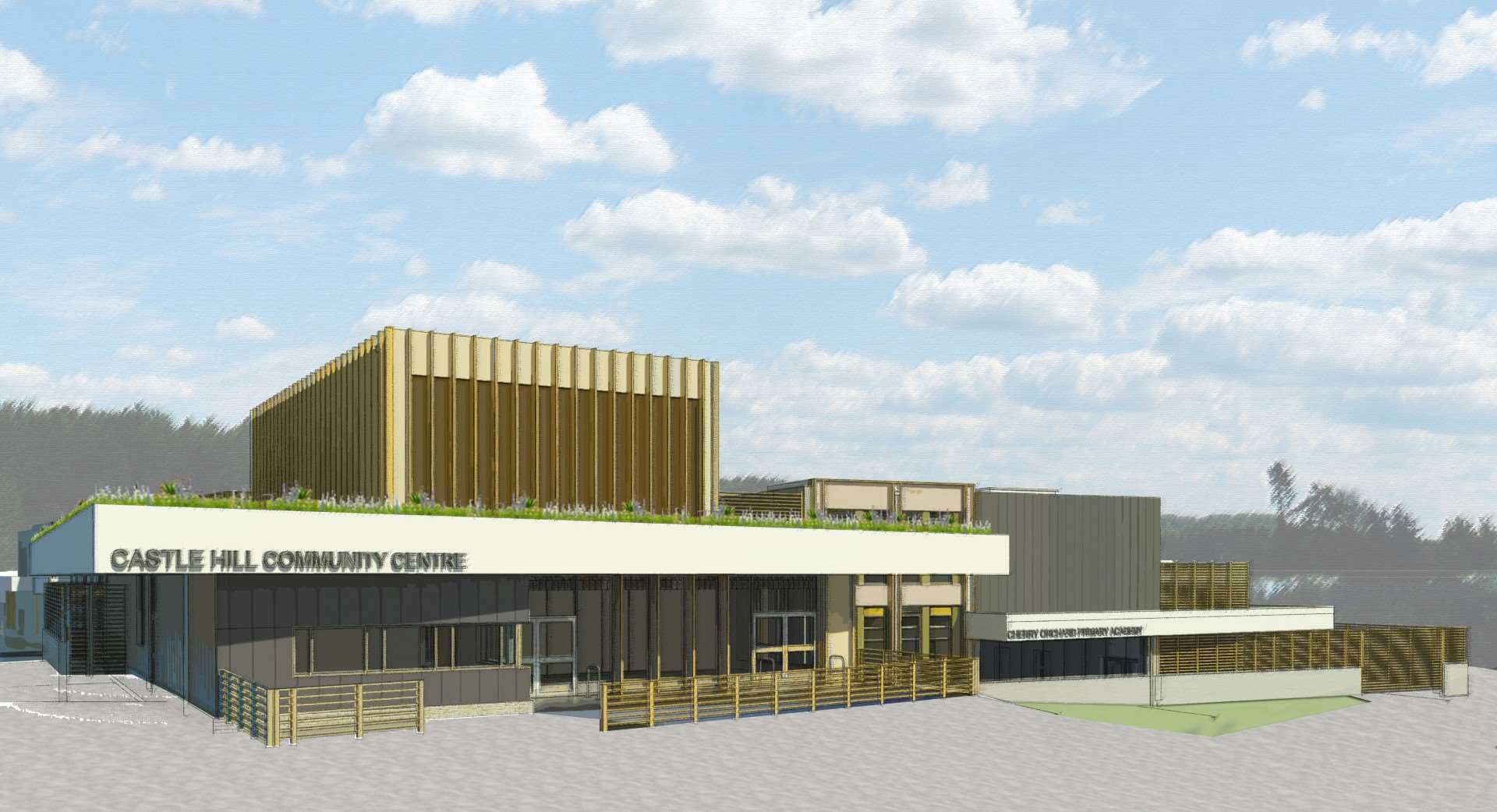 The application also featured plans for a community centre. Artist's impression from architect Lee Evans Partnership.