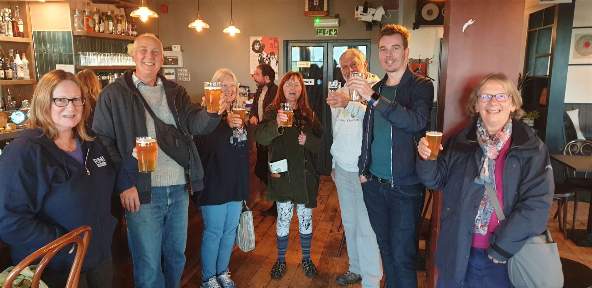 Deal Hop Farm members sampling the 2021 Green Hop beer at the Lighthouse pub