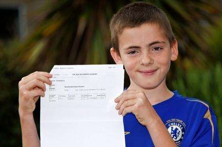 Daniel Dawson, 10, who gained a B in GCSE maths
