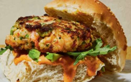 Rosie Reynolds: Shrimp Burger with Sriracha Mayo