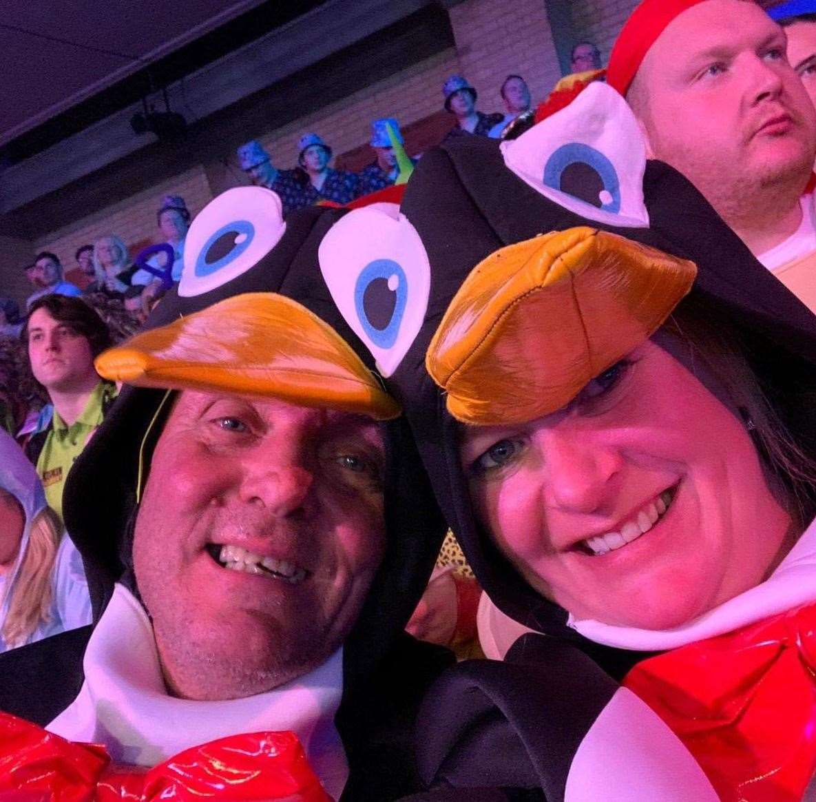 Andy and Naomi together at the darts in Ally Pally