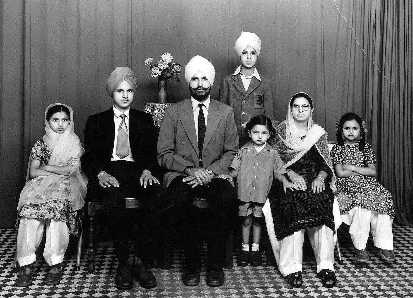 The Virdee family moved to England in 1963. Eldest child, Hardish is pictured second to left.