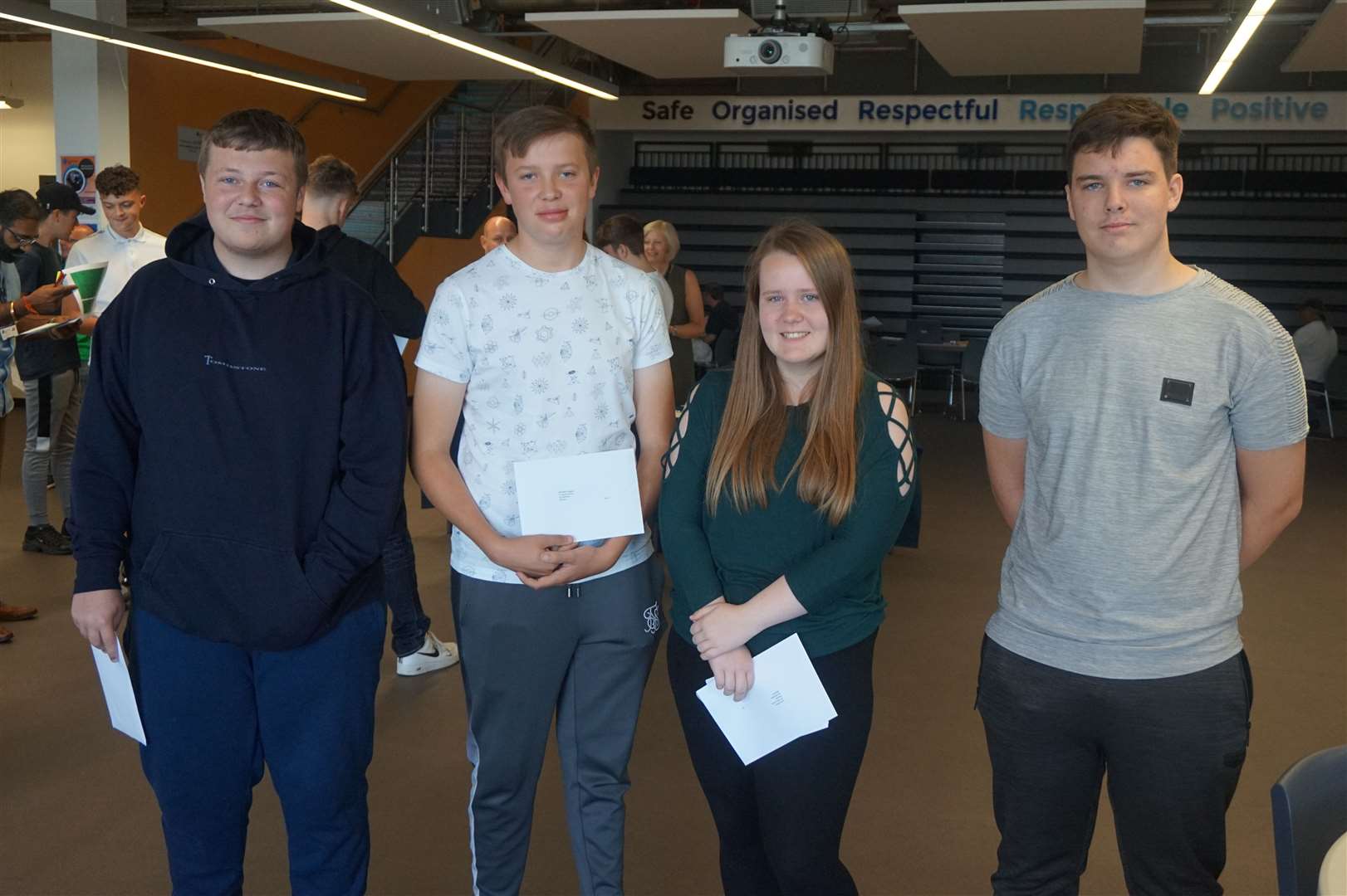 Waterfront UTC students Enrico Henrick, Matthew Douglas, Lorna Naylor, Tyler Hunt with their results (15601685)