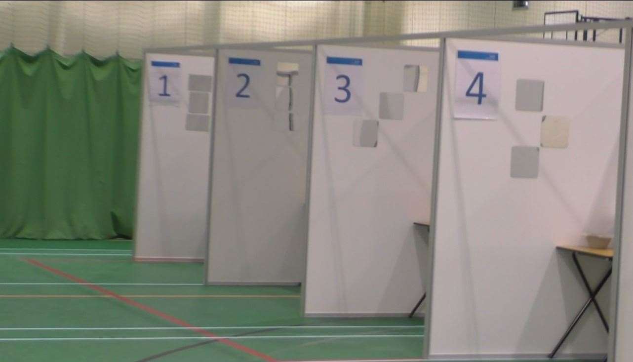 The sports hall at Sutton Valence School has been turned into a testing facility.