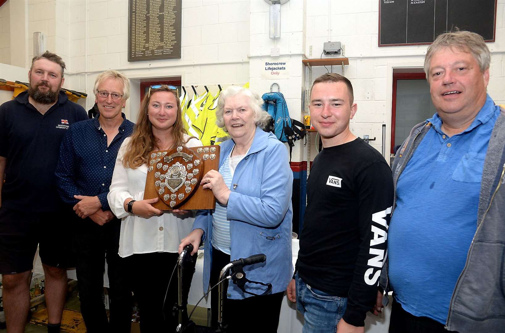 Helmsman Dave Parry (second from left) and his team won the award. Picture: RNLI
