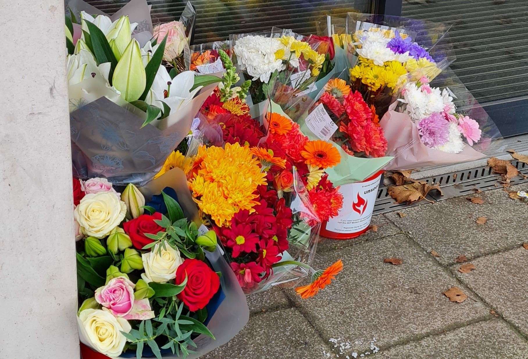 Flowers left by the scene