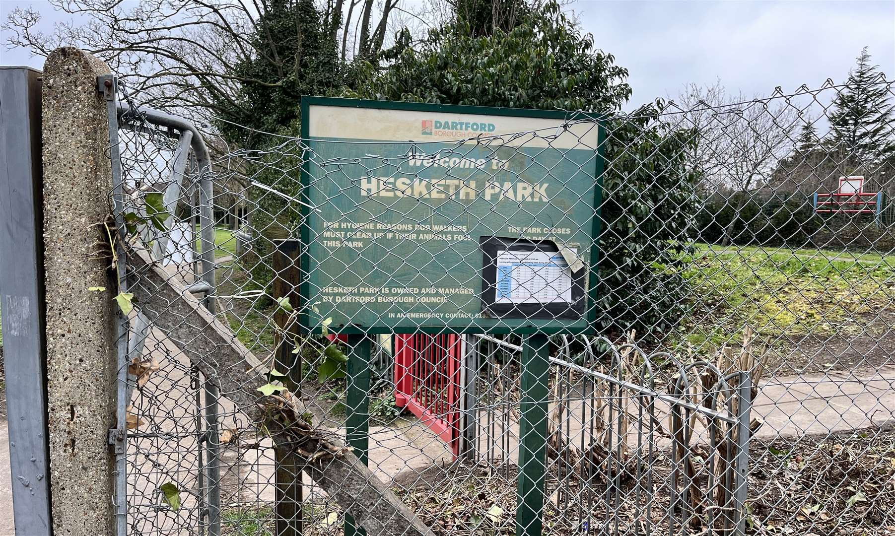 Trees have been cut down at Hesketh Park, in Pilgrims Way, Dartford