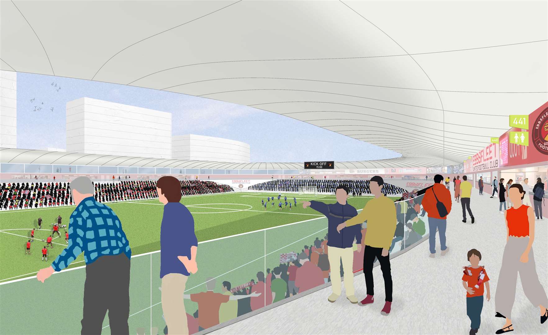The new stadium is proposed to replace the Kuflink Stadium. Picture: Northfleet Harbourside