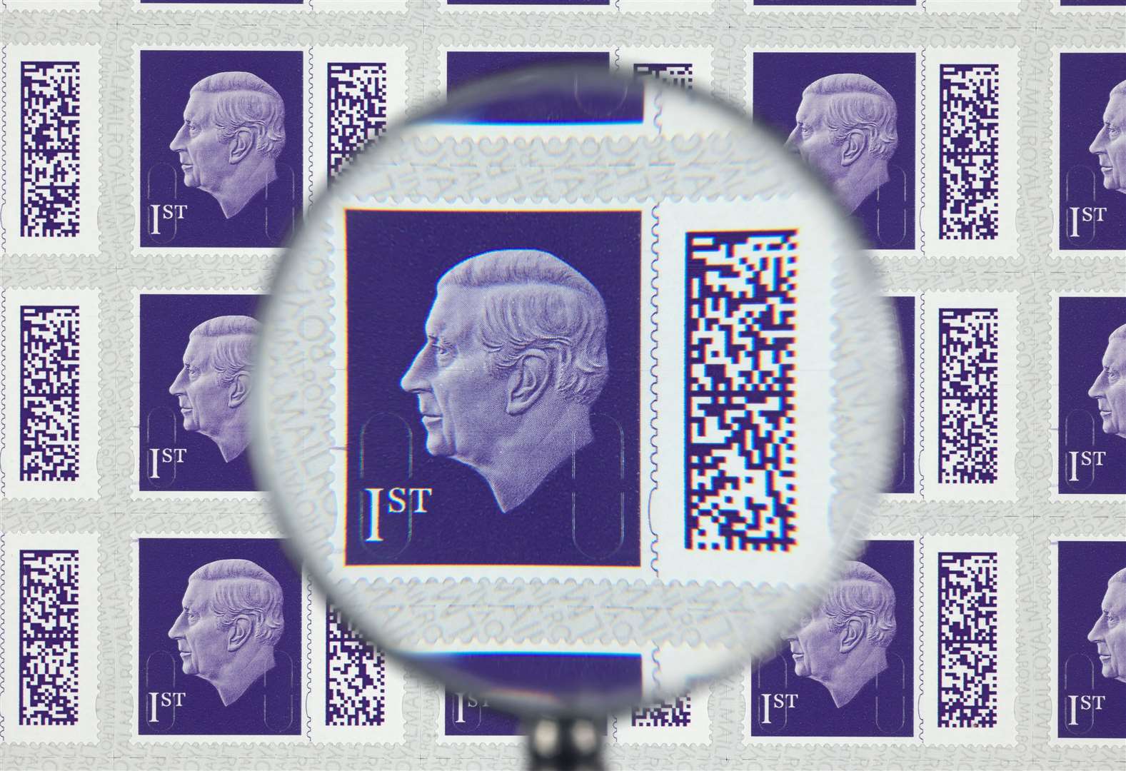 The new-look stamps featuring King Charles