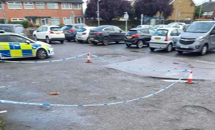 Part of the street outside the pub has been cordoned off. Picture: Mark Maginnis