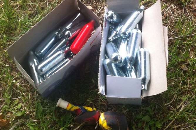 Empty canisters have been discovered in Woodlands Park