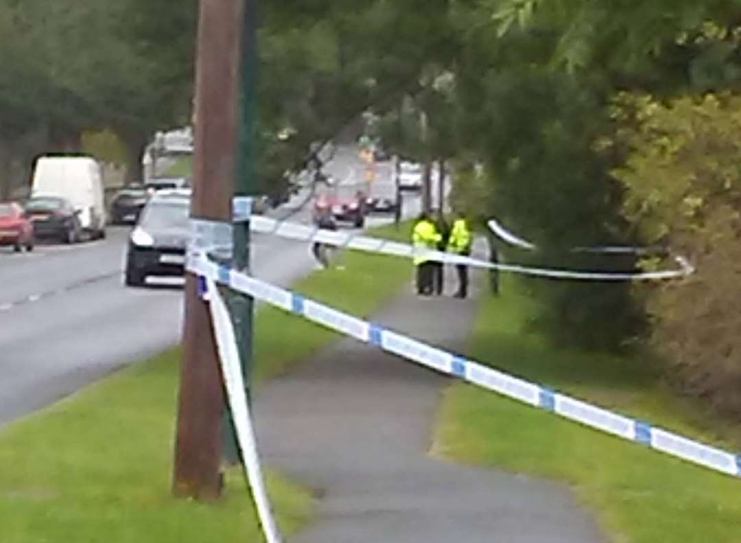 Part of Maidstone Road in Rochester is taped off